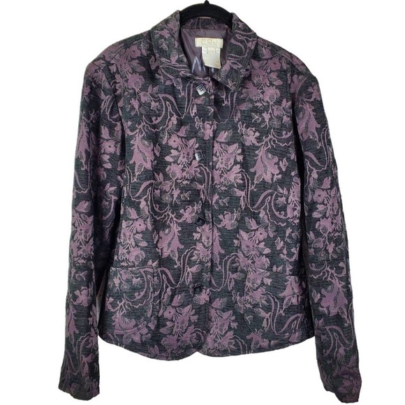 FDJ French Dressing Blazer Floral Jacquard Collared Button Closure Coat - Picture 1 of 12